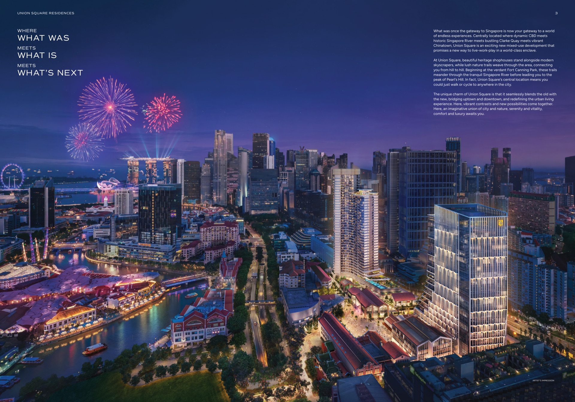 Night aerial view of Clarke Quay and Marina Bay
